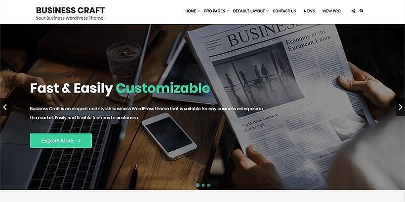 business craft free wordpress business themes