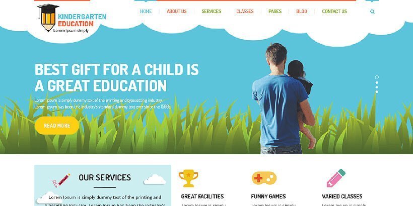 kindergarten free education wordpress themes