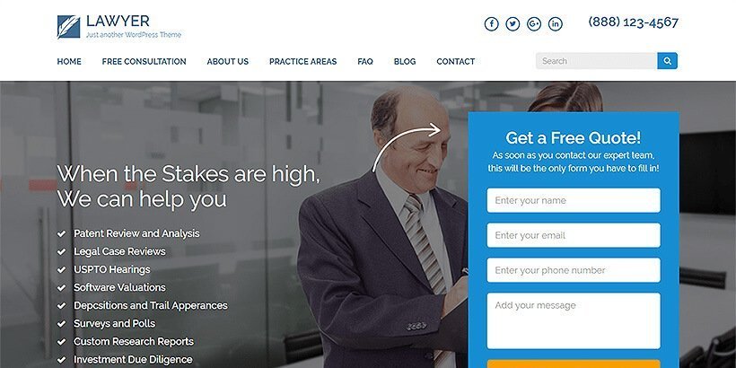 lawyer landing free lawyer wordpress themes