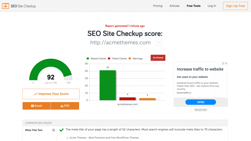 SEO Sitecheckup