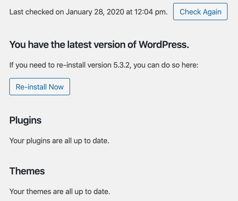 wordpress update