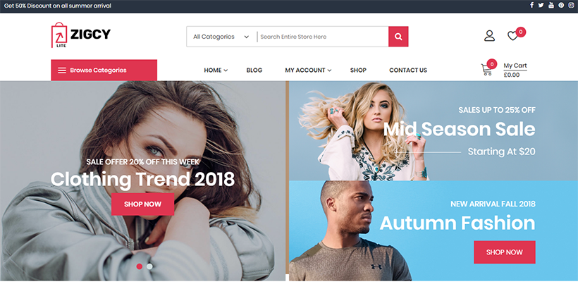 zigcy lite free WooCommerce theme